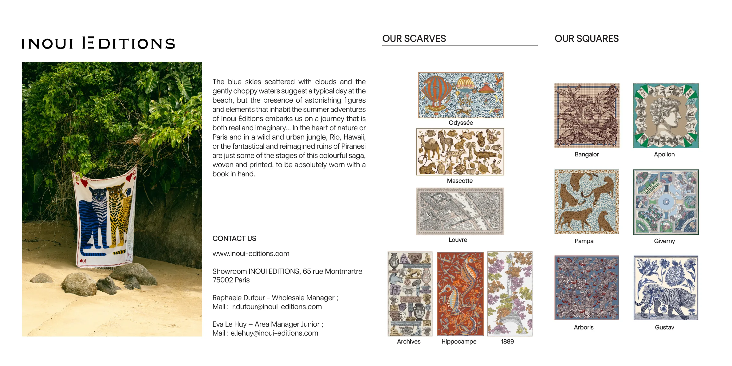 Inoui Éditions brochure, inside of the sheet